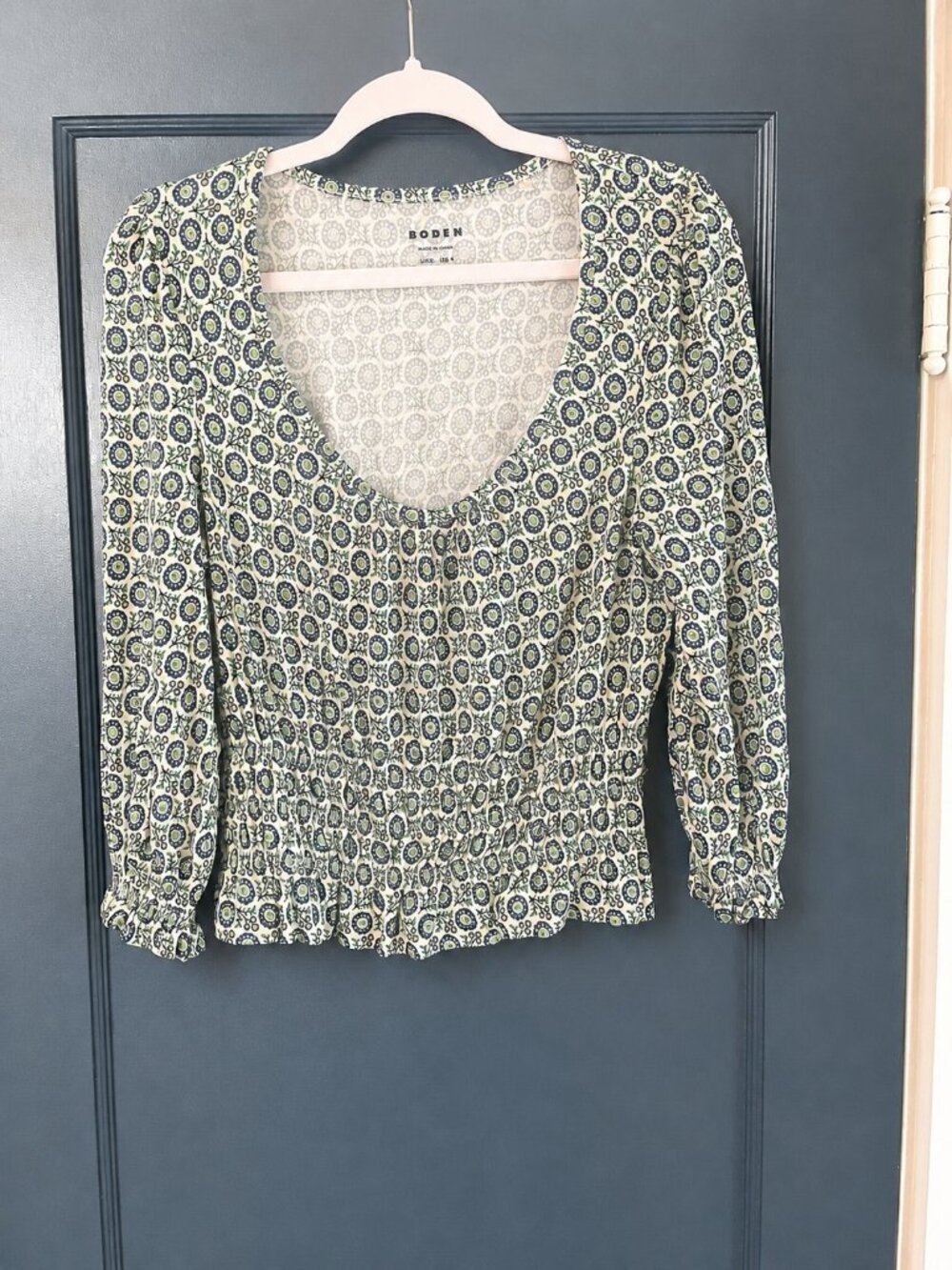 Boden Floral Smocked Peplum Top – Women’s US 4